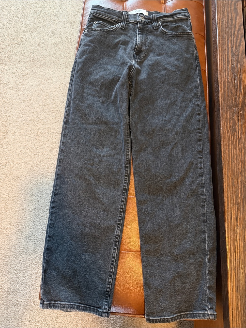 Men's Black washed Baggy Hollister Straight-Leg Jeans